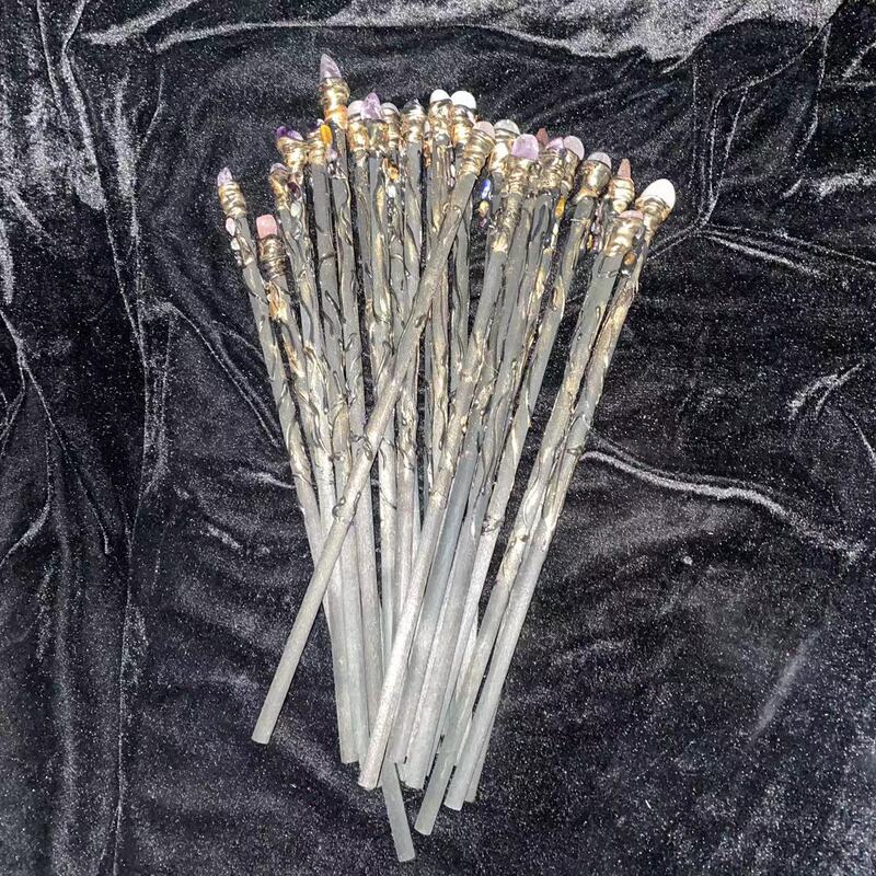 FHSJP 天然水晶魔法棒单尖白水晶权杖 草莓晶粉水晶棒Wicca仪式道具 魔法 图 4