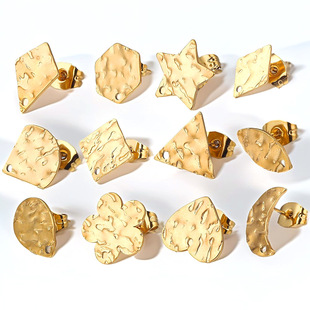 European and American Stainless Steel Geometric Earring Column Embossed DIY Earring Piece with Holes Jewelry Accessories Titanium Steel Earrings Making