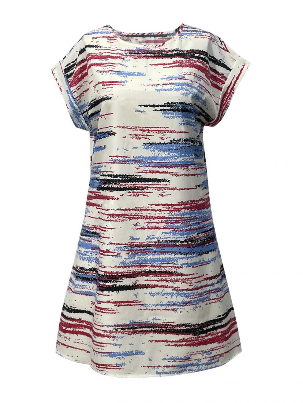 154g Weight Above Knee Dress Length Type Short Sleeve Sleeve Length Sheath Dress Dresses Type Batwing Sleeve Sleeve Type Polyester Fabric Type Mid Waist Waist Line Holiday Occasion Round Neck Neckline Regular Fit Fit Type Multicolor Pattern Summer Season Women's Gender Streetwear Style Wholesale Women's Streetwear Multicolor Holiday Round Neck Short Sleeve Sheath Dress 12