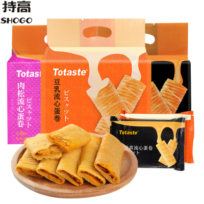 Totaste 土斯蛋卷178g 流心鹹蛋黃肉松豆乳夾心蛋卷網紅休閑零食