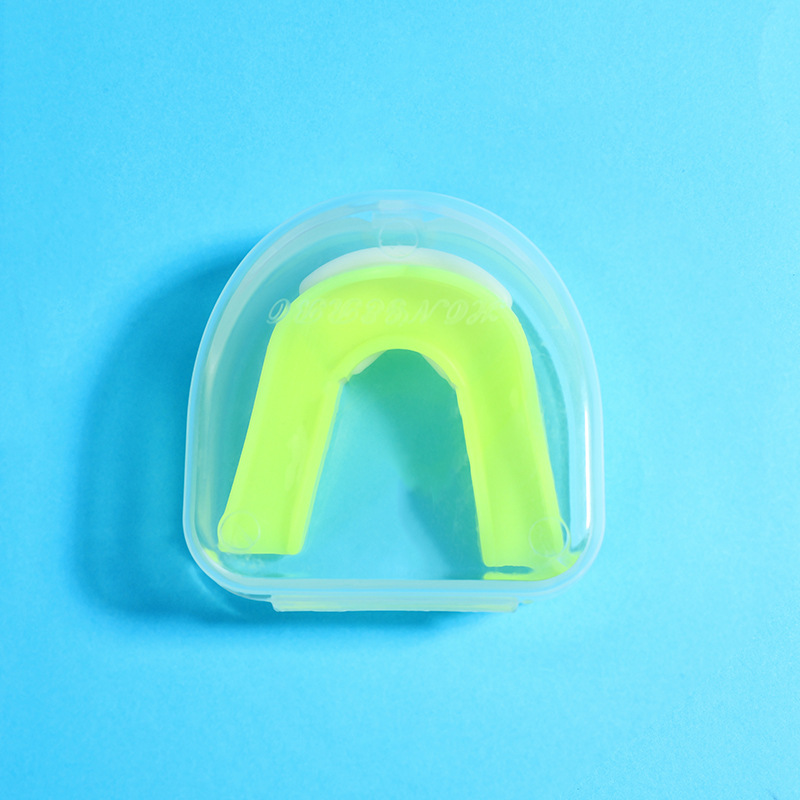 Protector de dientes masticable anti-molar de boxeo Protector de dientes de doble cara tirantes bola azul deportes protector de dientes suelto boxeo
