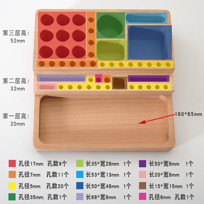 皮革工具手工DIY榉木工具架印花工具皮雕冲子菱斩等工具收纳盒|undefined
