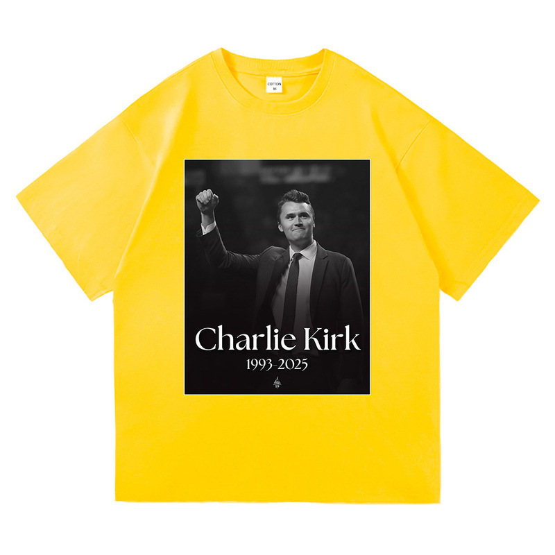 【欧码棉T】Charlie Kirk自由T恤时尚男/女原宿美学字母印花T恤中|undefined
