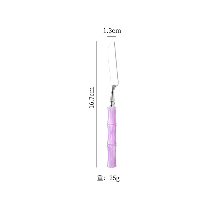 亚克力珠光白竹节手柄304不锈钢牛排刀叉勺套装高颜值西餐具批发|undefined
