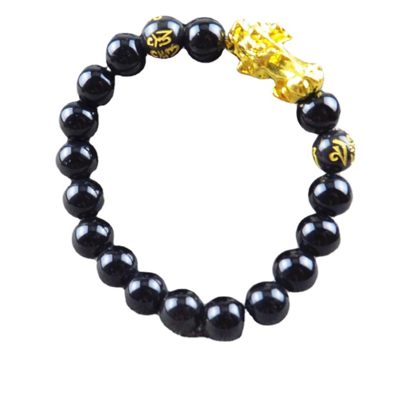 Горячие продажи подарков Золотой имитация обсидиана Храбрый браслет Мужские и женские гальванические золото Храбрый браслет