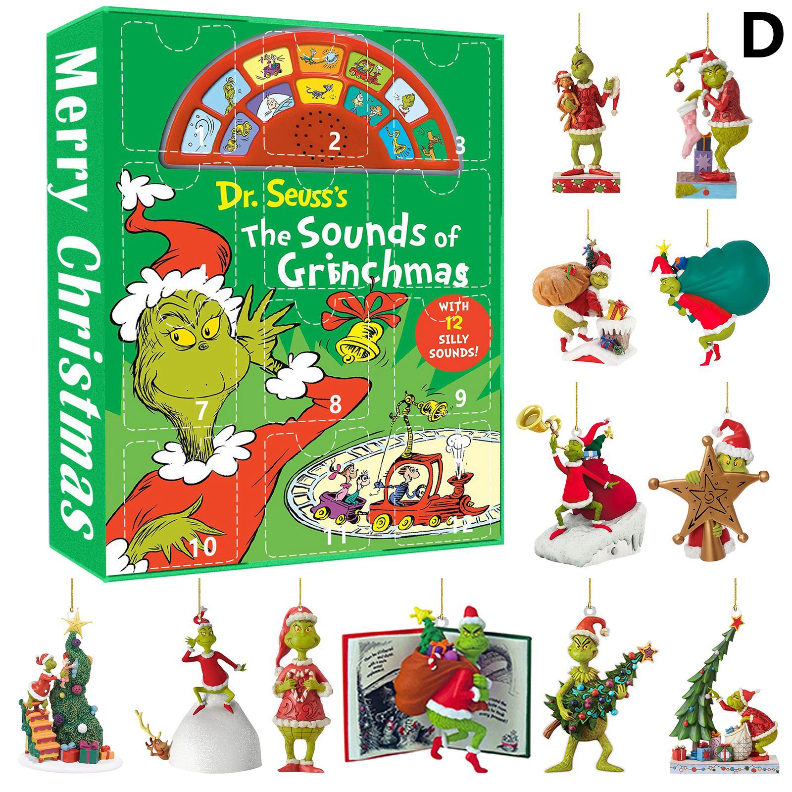 thumbnail image 1 of Calendario de Adviento de Navidad Caja sorpresa de Grinch de Navidad Árbol de Navidad Colgante de monstruo verde Adornos acrílicos Caja sorpresa de Navidad, 1 of 5