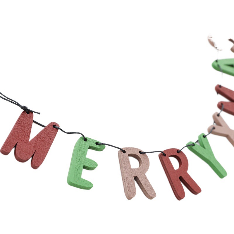 Decoración de Navidad colgante colorido MERRYXMAS cadena palillos de madera cadena paquete único árbol de Navidad decoraciones