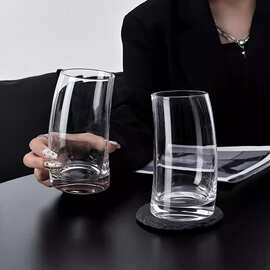 创意泡茶杯家用鸡尾酒杯果汁杯牛奶水晶玻璃杯子风帆月牙杯