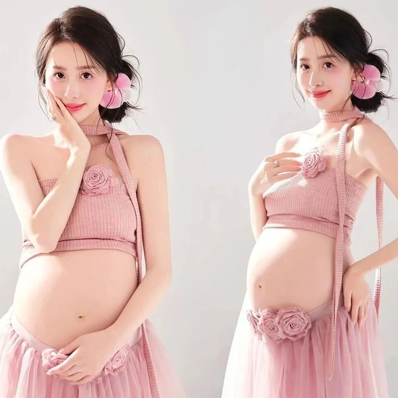 Photo studio new pregnant women photo clothing beautiful photography fresh pink belly photo pregnant mommy clothes at home