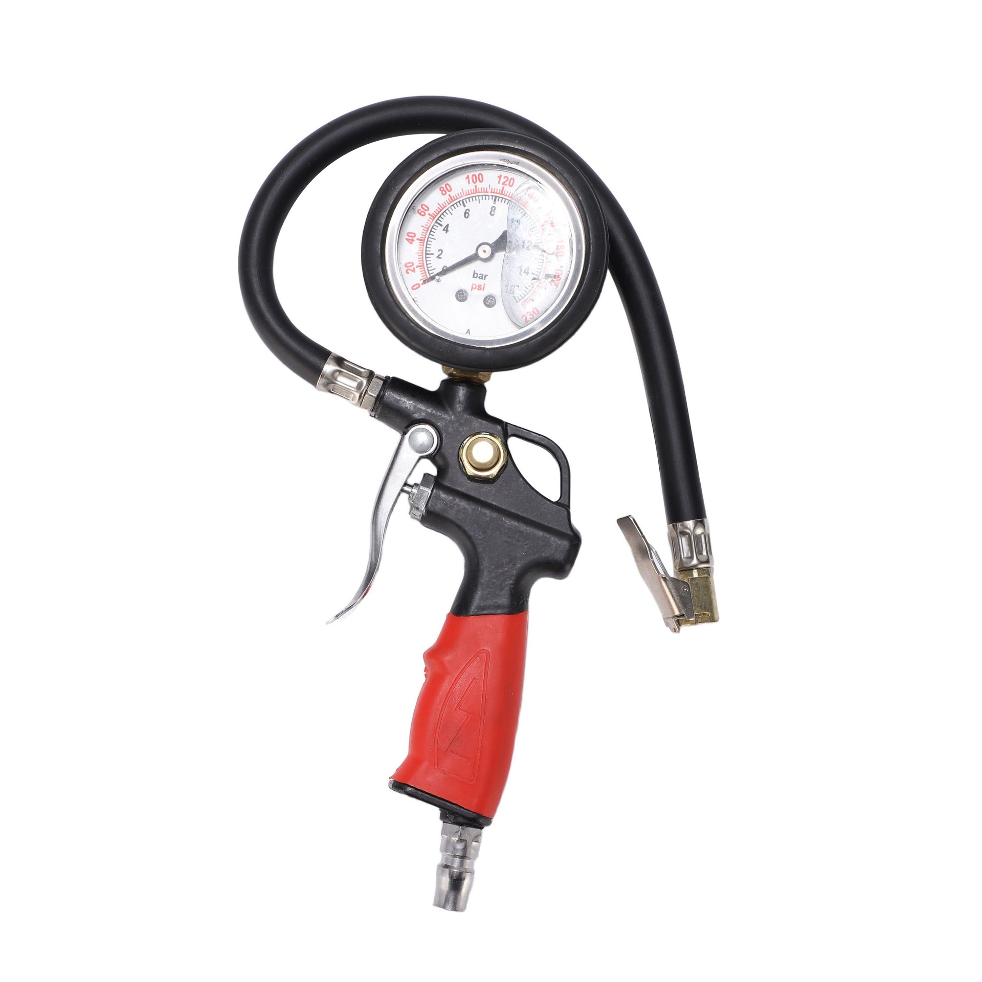 Industrial-grade red and black handle oil-immersed tire pressure gun, multi-specification tire pressure monitor, air pump gun, inflator nozzle wholesale