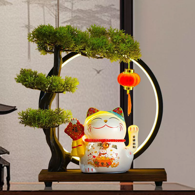 Керамическое кольцо для лампы Lucky Cat, автоматическое встряхивание рук, креативный подарок для дома, новоселья, украшение для кассира, украшение для гостиной, магазина