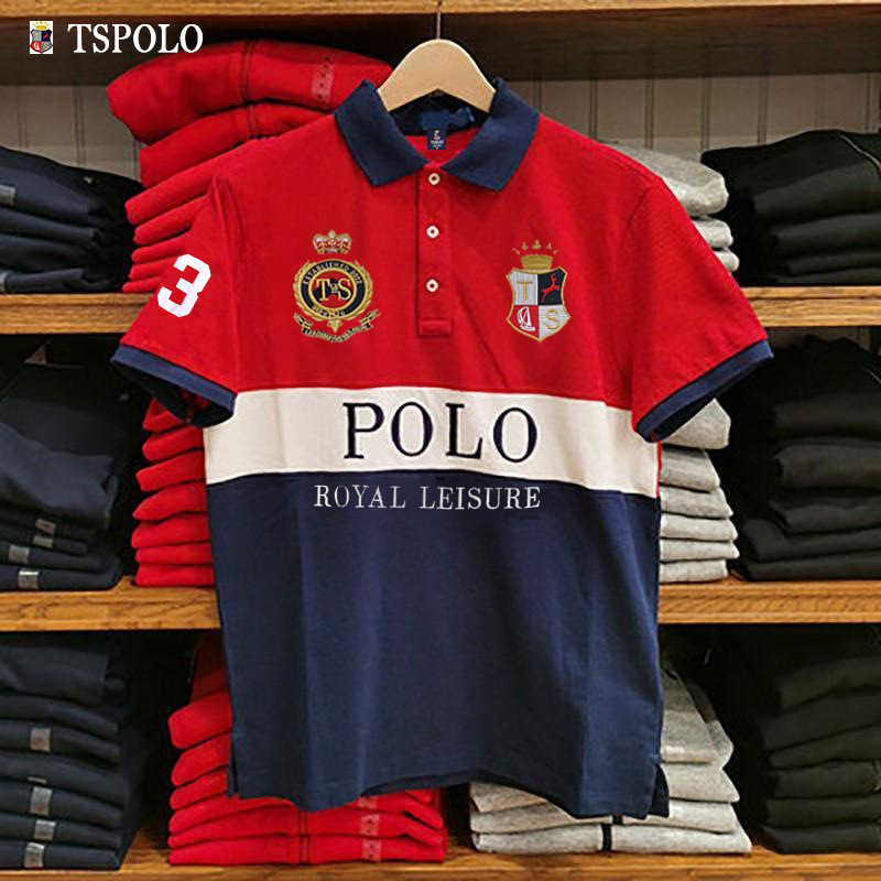 Paul Pure Cotton Polo Shirt Men's Short-Sleeved European Size Patchwork Export Fashion Casual Color-Blocking 100% Xinjiang Cotton