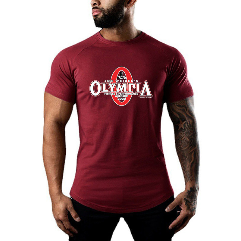 Cross-border Foreign Trade Raglan Sleeve Fitness Short-sleeved Sweat-absorbent Breathable Bodybuilding Running Base Shirt Quick-drying Men