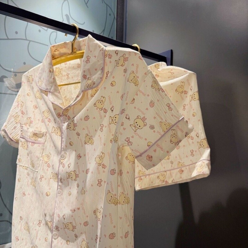 Cute Cartoon Lightweight Bear Pajamas Women's 2025 New Short-sleeved Shorts Summer Korean Style Home Clothes suit Outer Wear