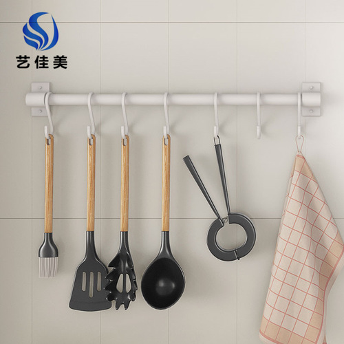 Kitchen hook wall-mounted punch-free multi-functional wall rack household kitchen supplies white storage rack