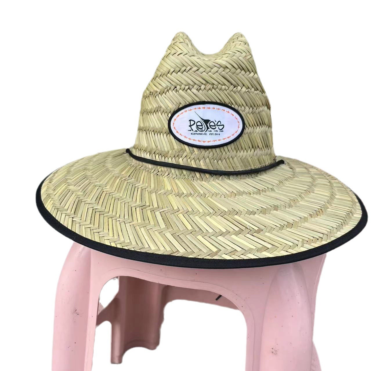 Sombrero de paja para hombre estilo playa, diseño salvavidas, moda verano 2024