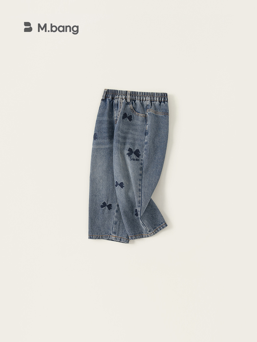Pantalones Largos de Mezclilla para Niñas Youbao, Primavera 2026, Nuevo Estilo, Pantalones Rectos con Lazo para Niñas