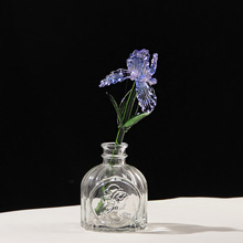 淄博琉璃鸢尾花客厅仿真假花摆件高级永生花玻璃生日礼物装饰摆设