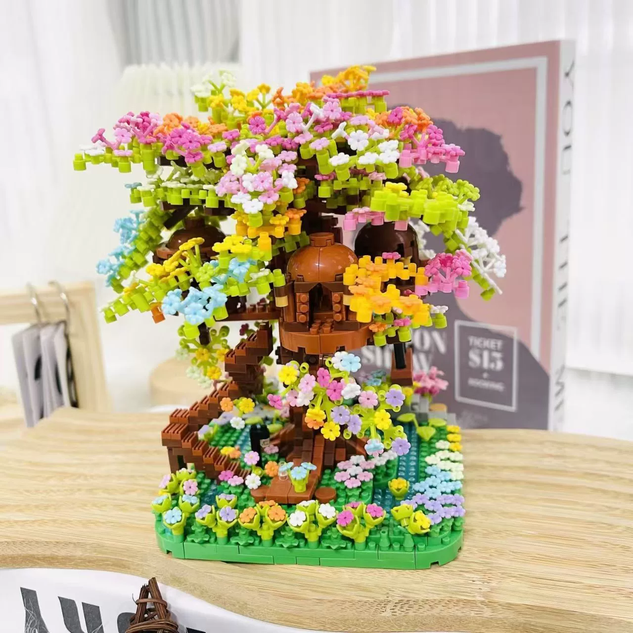 Конструктор Building Set Legо Cherry Blossom Tree, маленькие кирпичики, варианты LED и из акрила, подарок на день рождения