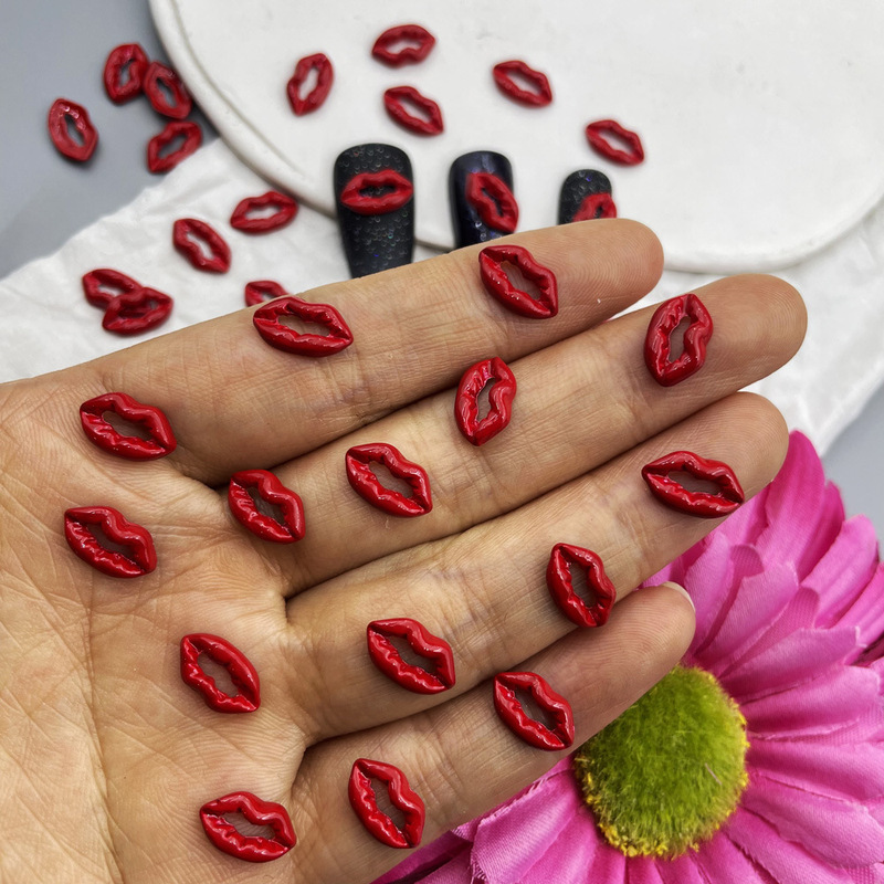 New alloy lip jewelry three-dimensional sexy red lip personality fashion trend European and American style nail decoration accessories drill