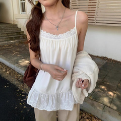 韩系无袖吊带背心女夏季宽松叠穿蕾丝拼接时尚百搭外穿打底衫上衣