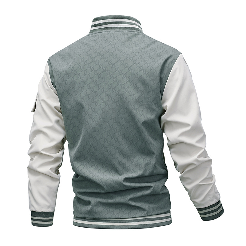 Chaqueta hombres ropa transfronteriza de primavera y otoño moda simple casual cuello alto joven costura chaqueta chaqueta moda ropa de hombre al por mayor