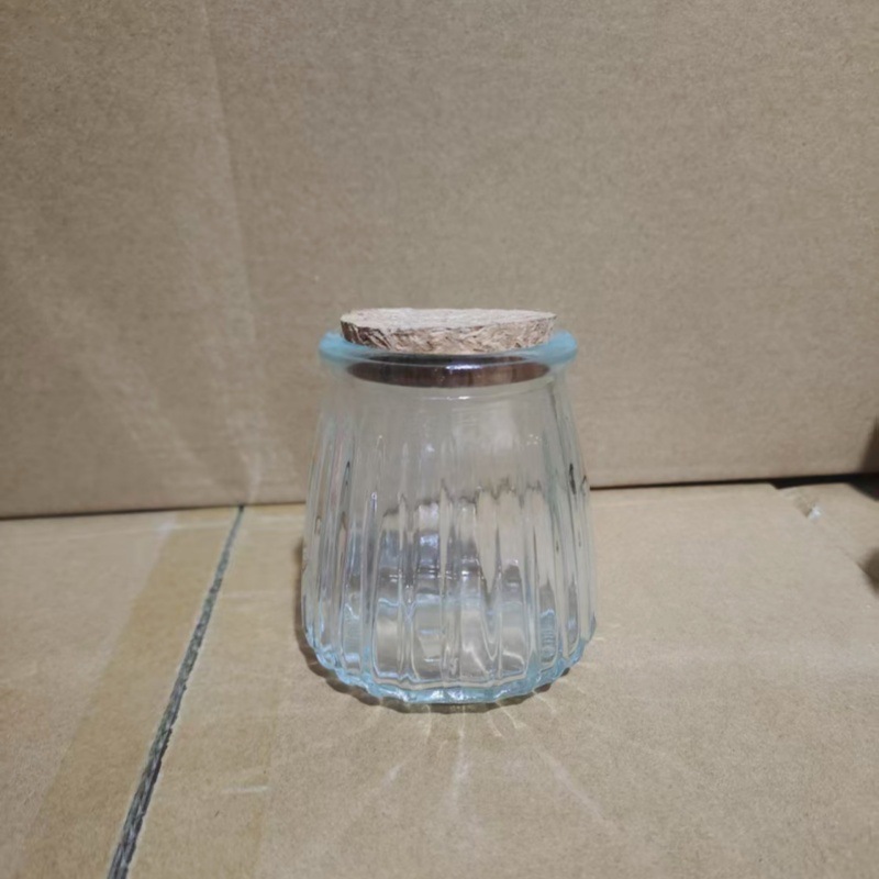 卸売り100mlガラス布丁瓶厚手牛乳カップ耐高温ヨーグルト瓶木栓ガラス瓶許瓶瓶