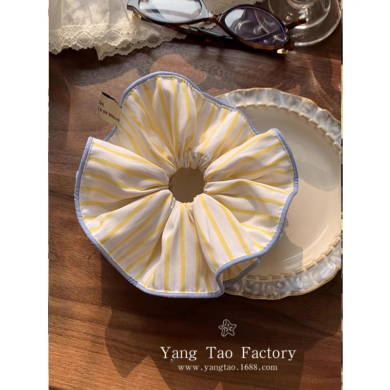 Nuevo anillo de intestino a rayas de alta gama, cuerda para el cabello, lazo para el cabello francés para niña, cuerda para el cabello, lazo para el cabello de doble capa coreana