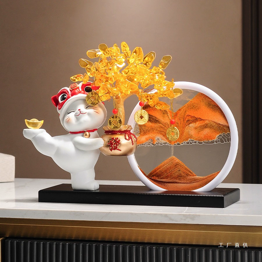 Кошка разбогатеть дерево зыбучий песок роспись открытие украшения офисной гостиной телевизионный шкаф украшения винного шкафа открытие благоприятного подарка