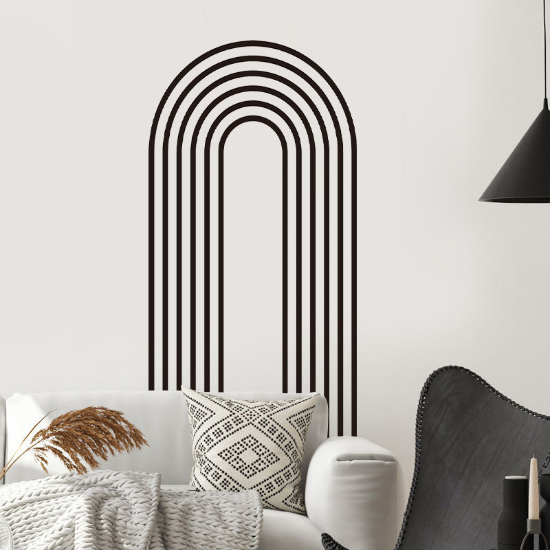 Black arched wall sticker homestay hotel wall floor decoration Boho…