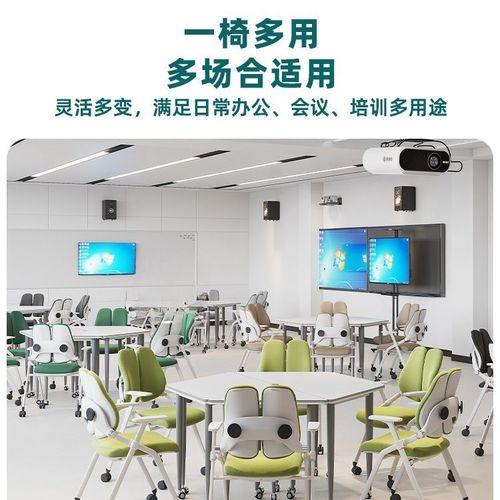 Double kidney folding training chair with writing board conference chair folding chair removable conference room staff office chair