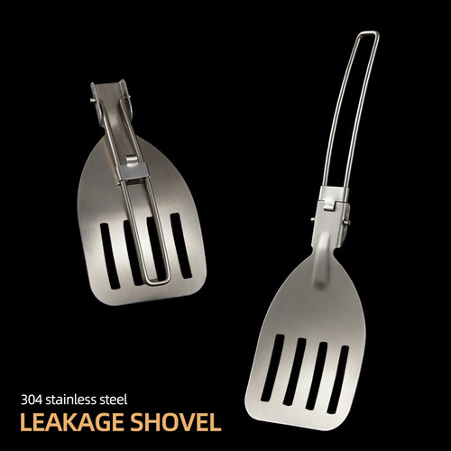 Outdoor folding frying shovel camping portable 304 stainless steel rice shovel barbecue picnic tableware mountaineering travel spatula