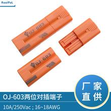AC橙色兩位快接接線端子OJ-603公母對插led美規筒燈接線端子現貨