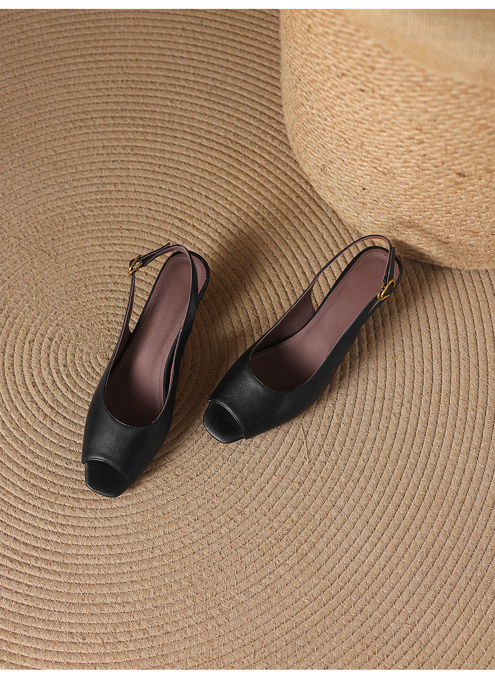 Sandal peep toe nữ gót vuông phong cách Hàn Quốc, quai ngang đơn giản, cỡ 34–42 — đen chi tiết 19