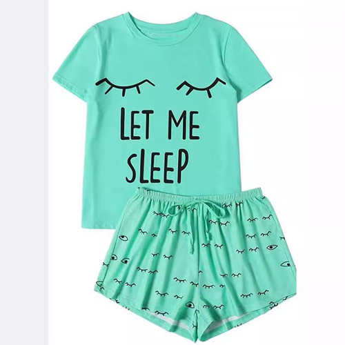 Exclusive Short-Sleeve T-Shirt, LET ME SLEEP, Personality European and American Fashion Home Set, Stylish and Cool