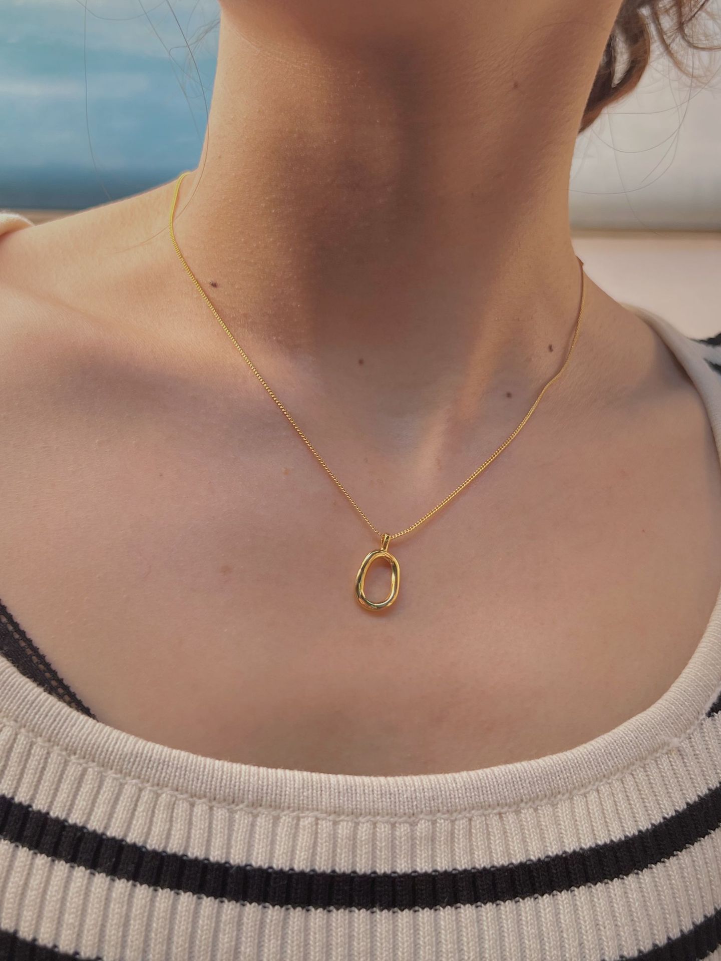 Plating Design Simple Style Style Simple Style Oval Sterling Silver Plating Pendant Necklace