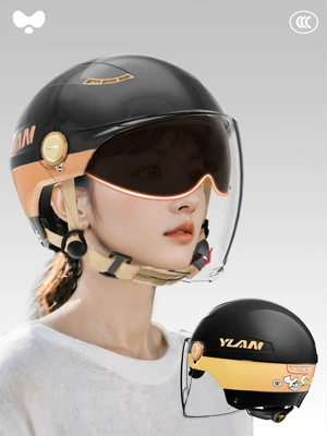 Motosiklet kaskı (dəbilqə) and Women's Universal Four-Season Winter - 3c-gilded-black-external-long-double-mirror-class-a-new-national-standard-one-size-fits-all