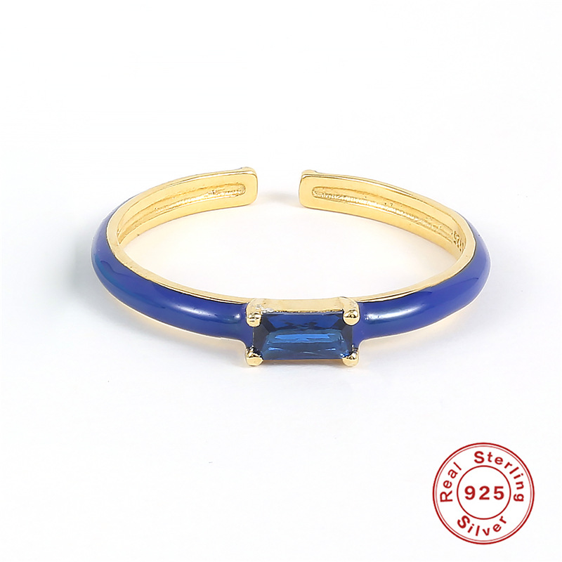 Fashion Solid Color Sterling Silver Inlay Zircon Rings 1 Piece