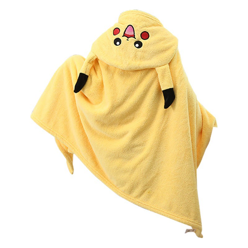Коралловый бархат детский халат банные полотенца маленькая желтая утка Пикачу трехмерная форма