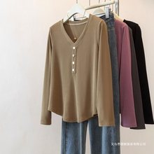 300斤大码女装胖领长袖恤女秋冬显瘦上衣遮肚藏肉内搭打底衫2