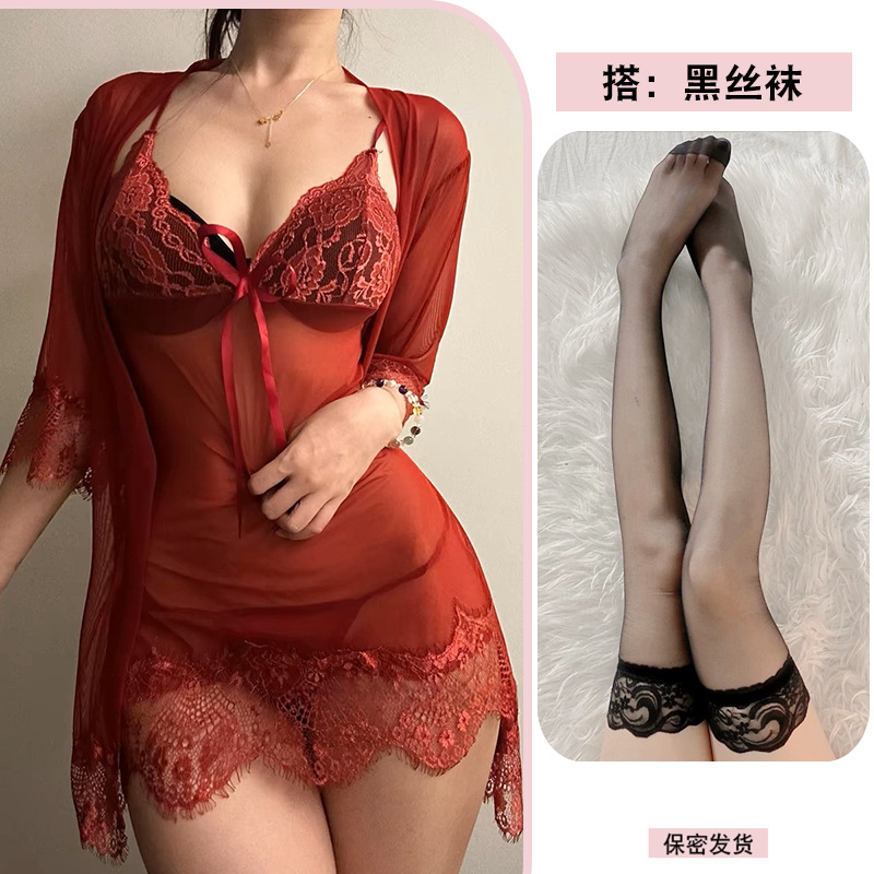레드 + 블랙 스타킹