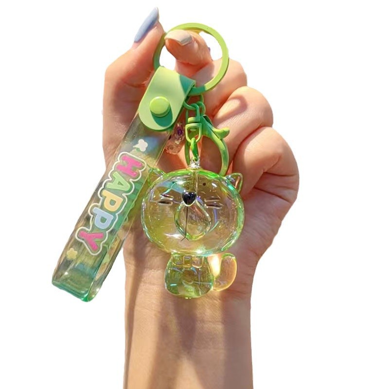 Acrílico cara grande gatos llaveros chapado transparente pareja de color llaveros caricatura bolsa feia colgante