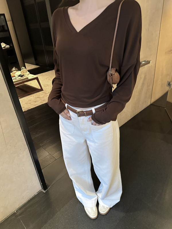 早秋万能搭2025秋季宽松显瘦休闲直筒裤长裤韩代百搭白色牛仔裤女|undefined