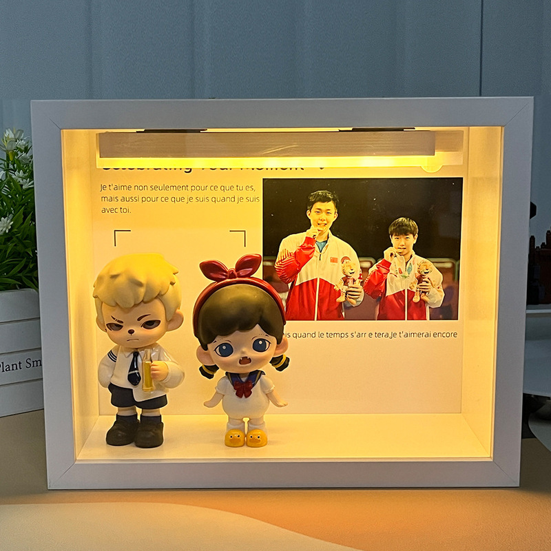 Lover's Gift Blind Box Display Photo Frame Storage Box Extra Large Hollow Photo Frame Three-Dimensional Hand-Made Luminous Photo Frame with Light