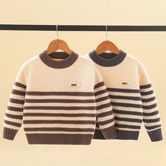 Children's Sweater 2023 New Trendy Student Winter Knit Sweater Woolen Sweater Versatile Kids Base Shirt Boy Fashion