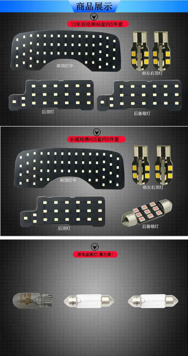 Suitable for the Great Wall Haval H6, specialized LED reading light for modification into H2S interior roof lighting