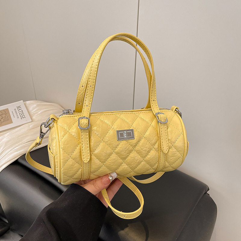 Bolsa de moda casual de grille cilíndrica para mujeres 2026 verano pequeña fragancia simple bolso de hombro diario image 1