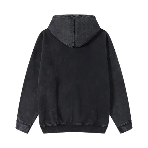 Veste à capuche vintage délavée style cardigan oversize unisexe_voghion.com