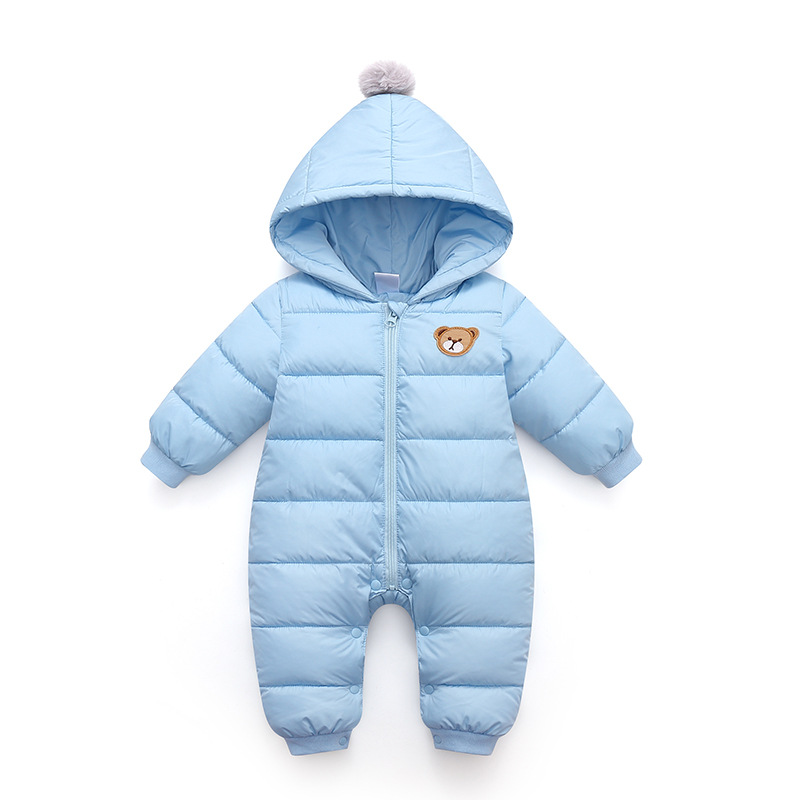 INS popular transfronterizo exclusivo Otoño e Invierno moda nueva Bola de piel con capucha color sólido cálido bebé mono mameluco