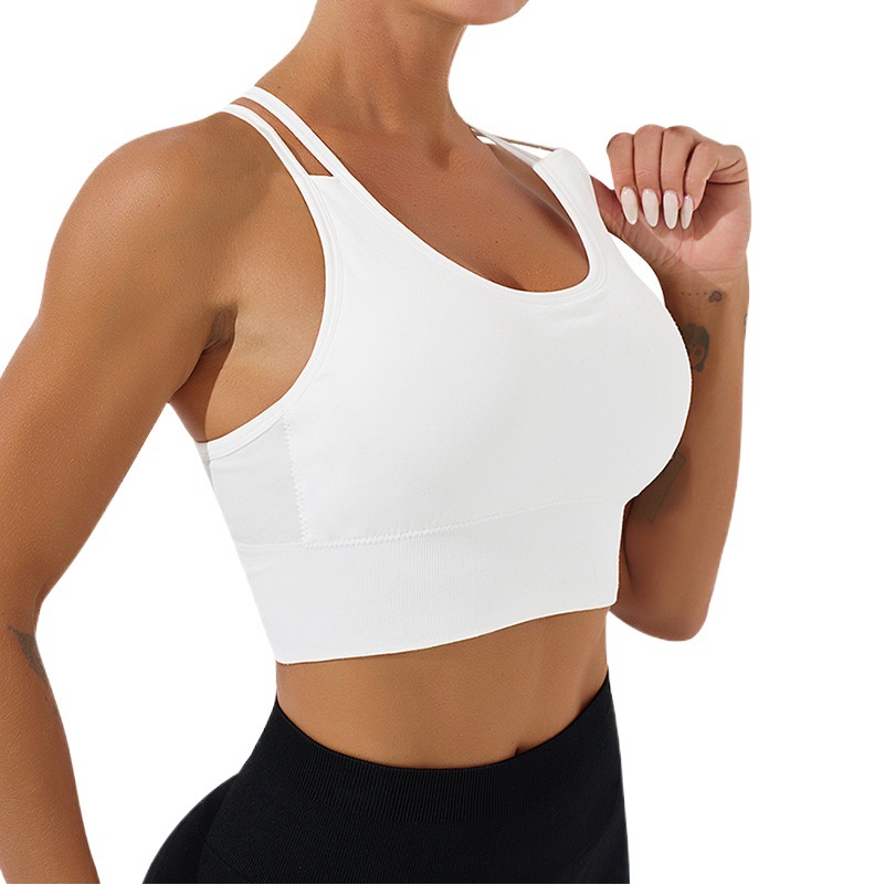 Fitness Yoga Ropa interior deportiva de alta intensidad para mujer Taza fija a prueba de golpes Sujetador de ropa interior de yoga Ropa de yoga con almohadilla para el pecho
